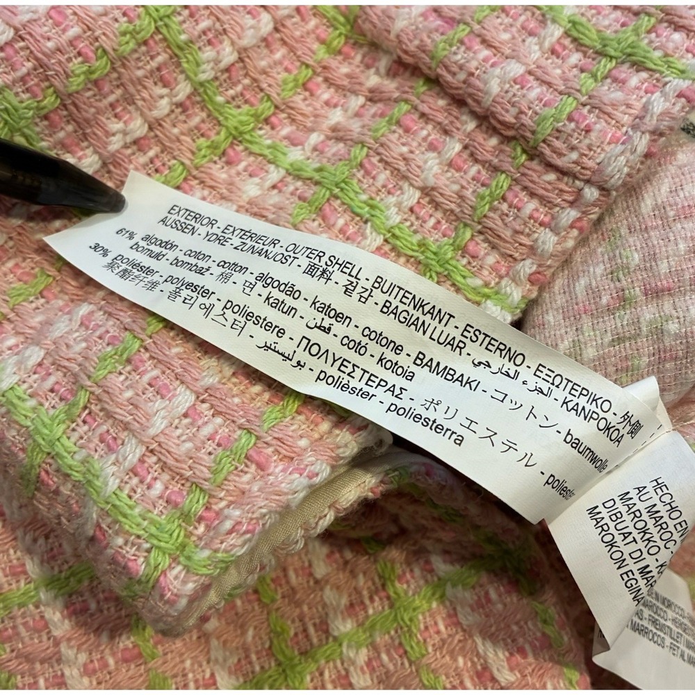 ZARA Pink Green gingham Tweed texture Plaids Stripes Mini Skort size M NWT - Picture 5 of 5